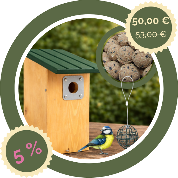 Nistkasten Set mit Raubtierschutz und 50 Meisenknödeln