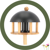 Vogelfutterstation aus Eiche mit Futtersilo &...